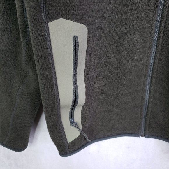Arc'teryx Men's Sm Dark Olive Green Polartec Full Zip Knit Fleece Sweater Jacket - Picture 4 of 9